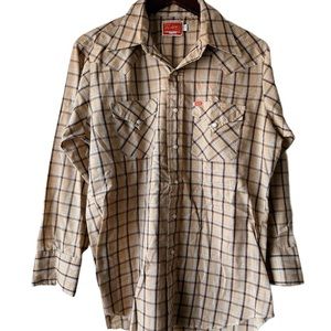 1970s 70s Vintage Fly Plains Plaid Pearl Snap Western Shirt Cowboy Ranch Rodeo